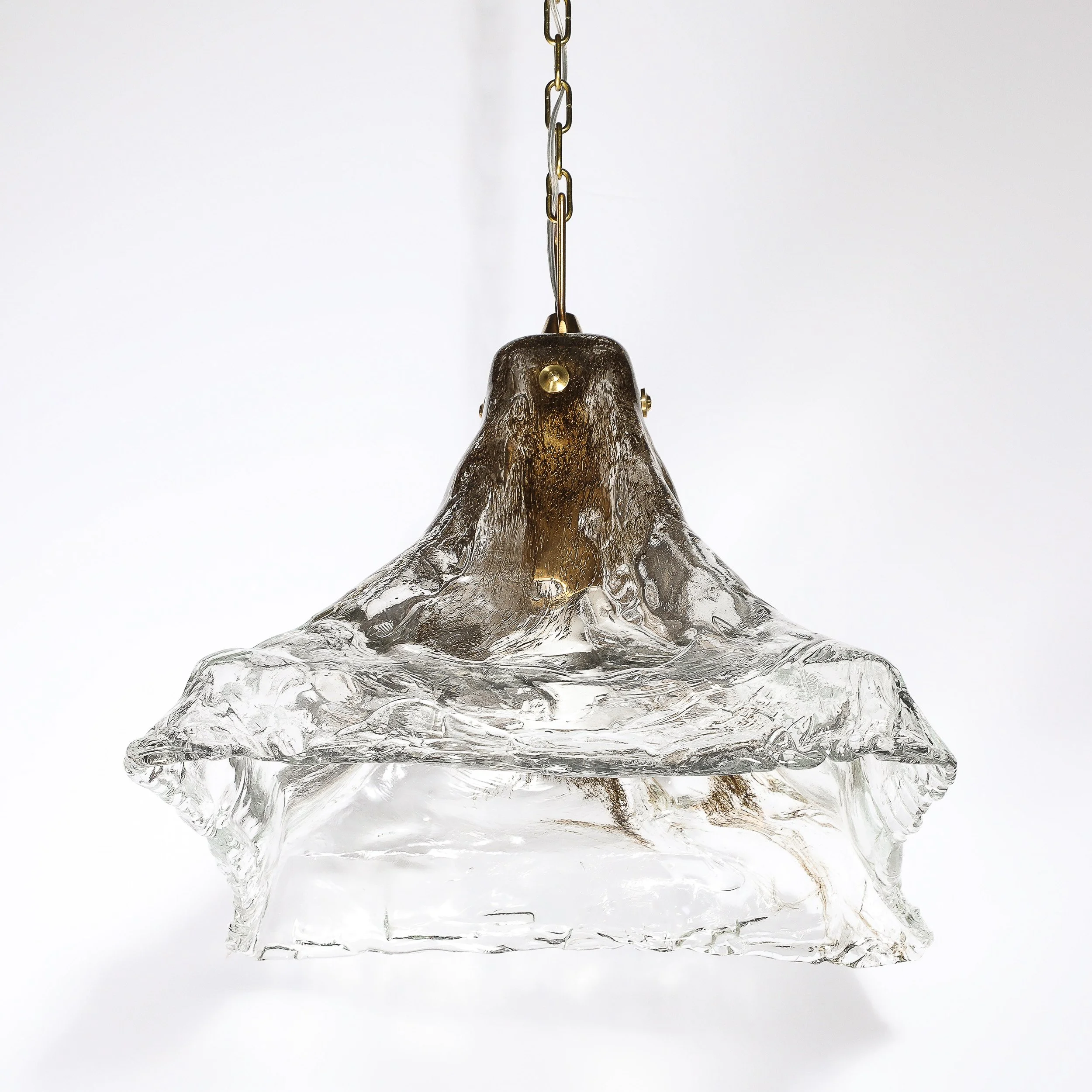 Mid-Century Hand-Blown Bronze & Clear Murano Glass By Carlo